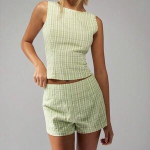 Missguided green checkered shorts Size S